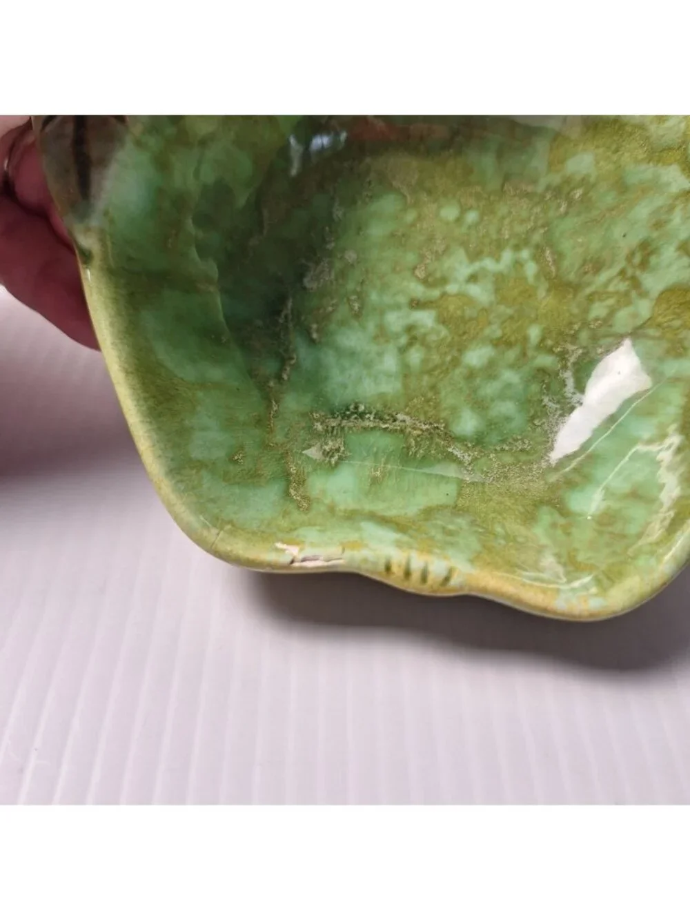 (4) ENCHANTO COMPANY B112 CALIFORNIA USA VINTAGE GREEN GLAZED CERAMIC BOWLS **